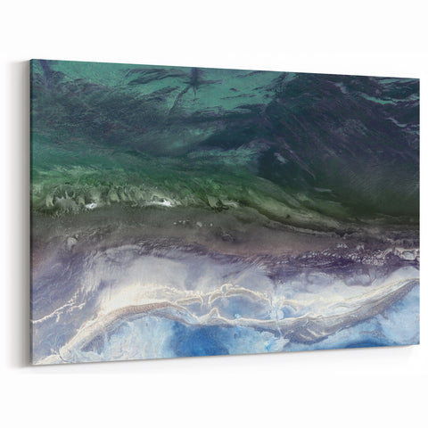 Abstract Coastal Aerial View Wall Art - Modern Ocean Landscape Canvas