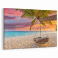 Sunset Beach Hammock Wall Art - Tropical Coastal Landscape Canvas