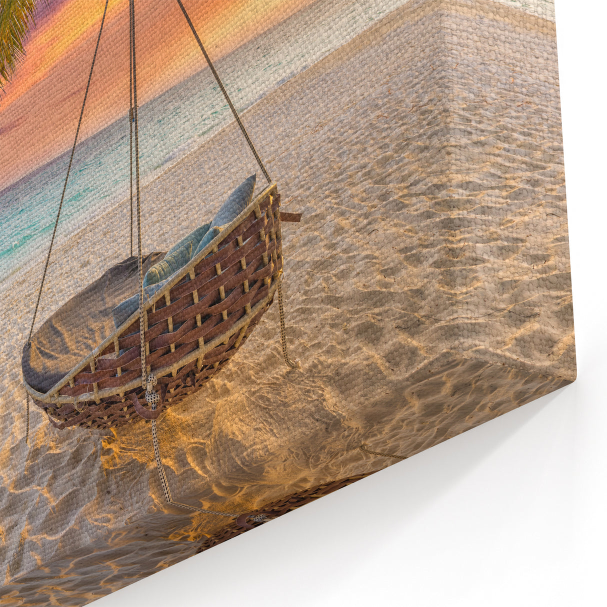 Sunset Beach Hammock Wall Art - Tropical Coastal Landscape Canvas