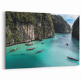 Serene Lagoon Boats Wall Art - Tropical Coastal Landscape Canvas Print