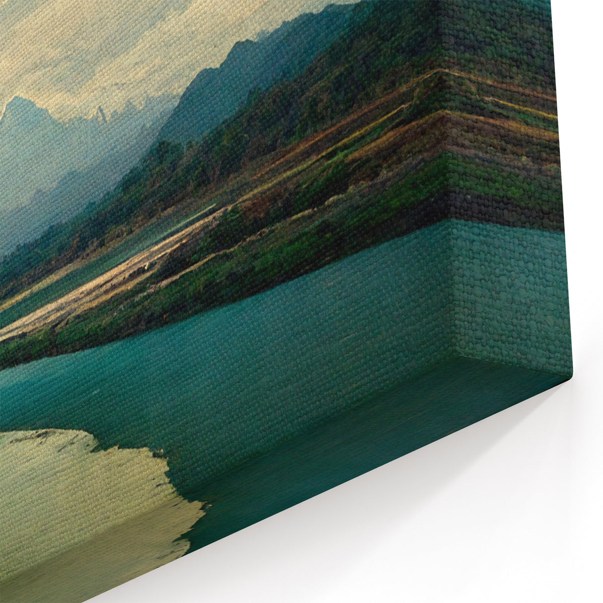 Mountain River Landscape Wall Art - Serene Nature Canvas Print