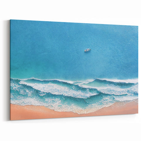 Calm Ocean Waves Aerial View Wall Art - Coastal Landscape Canvas
