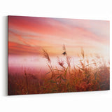 Misty Sunrise Field Art - Vibrant Dawn Canvas for Warm and Inviting Decor