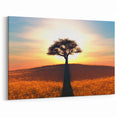 Solitary Tree at Sunset Wall Art - Stunning Nature Landscape Canvas
