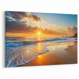Golden Sunset Beach Canvas Art - Serene Coastal Wall Decor