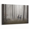 Misty Forest Sheep Art - Tranquil Woodland Canvas for Peaceful Decor