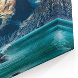 Whale Breaching by Mountain Range Canvas Art - Majestic Nature Wall Decor