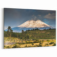 Snow-Capped Volcano Landscape Art - Majestic Mountain Canvas Decor