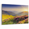 Sunrise Over Mountain Meadow Canvas Art - Vibrant Nature Landscape Decor