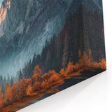 Autumn Mountains and Mist Canvas Art - Dramatic Nature Landscape Decor