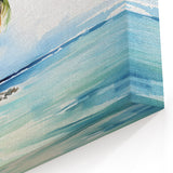 Watercolor Tropical Beach Art - Serene Coastal Palm Tree Decor