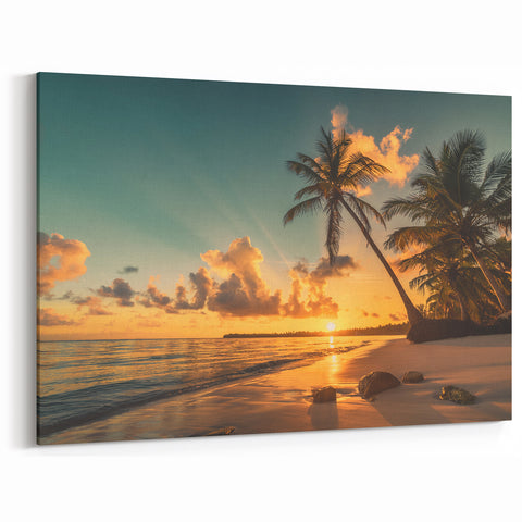 Tropical Sunset Beach Canvas Art - Serene Coastal Wall Decor