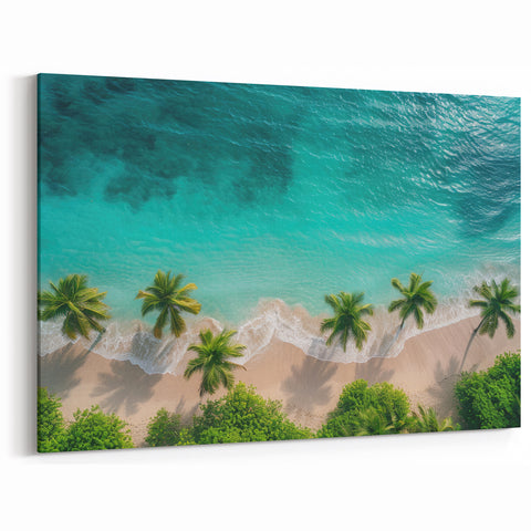 Aerial Coastal Beach View - Tropical Ocean Canvas Art for Home Decor