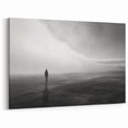 Minimalist Beach Landscape - Black and White Oceanfront Art Print