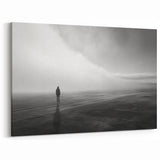 Minimalist Beach Landscape - Black and White Oceanfront Art Print