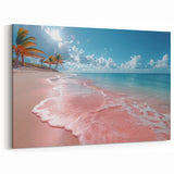 Pink Sand Beach - Tropical Coastal Canvas Art for Vibrant Decor