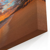 Golden Sunset Beach - Vibrant Coastal Canvas Art for Warm Decor