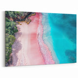 Tropical Beach Landscape Wall Art - Pink Sand and Turquoise Ocean Canvas
