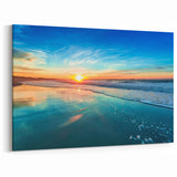 Sunset Beach Landscape Wall Art - Vibrant Ocean Horizon Canvas Print