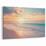 Abstract Beach Landscape Wall Art - Ocean Waves and Dark Sands Canvas