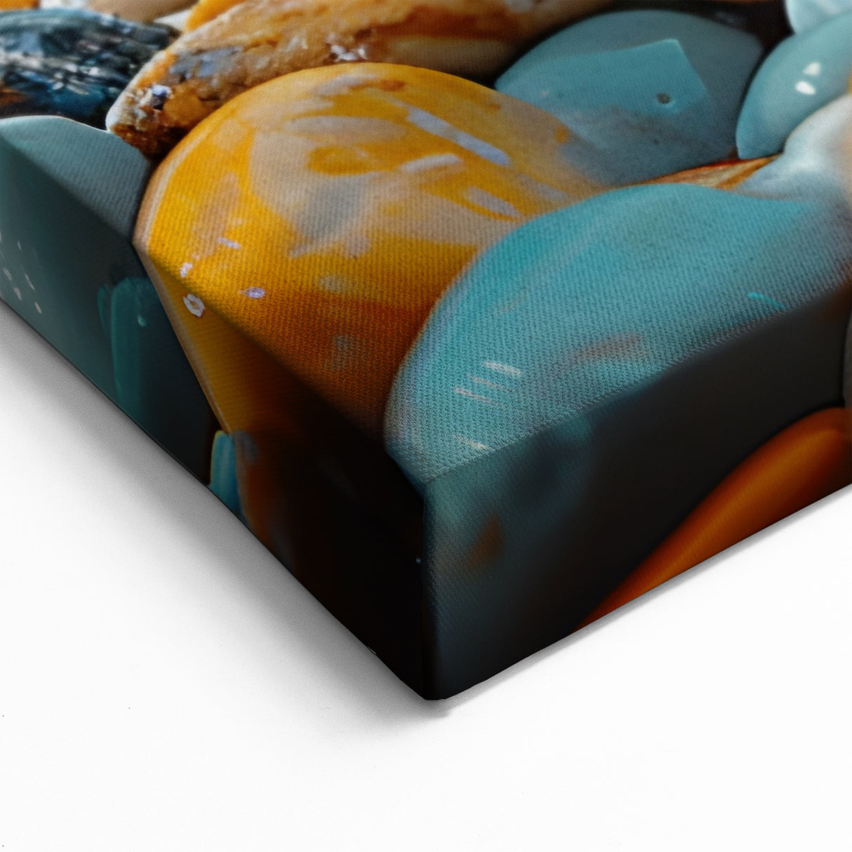 Pebble Beach Landscape Wall Art - Colorful Stones and Calm Waters Canvas