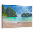 Tropical Beach Paradise Wall Art - Green Cliffs and Crystal Waters Canvas