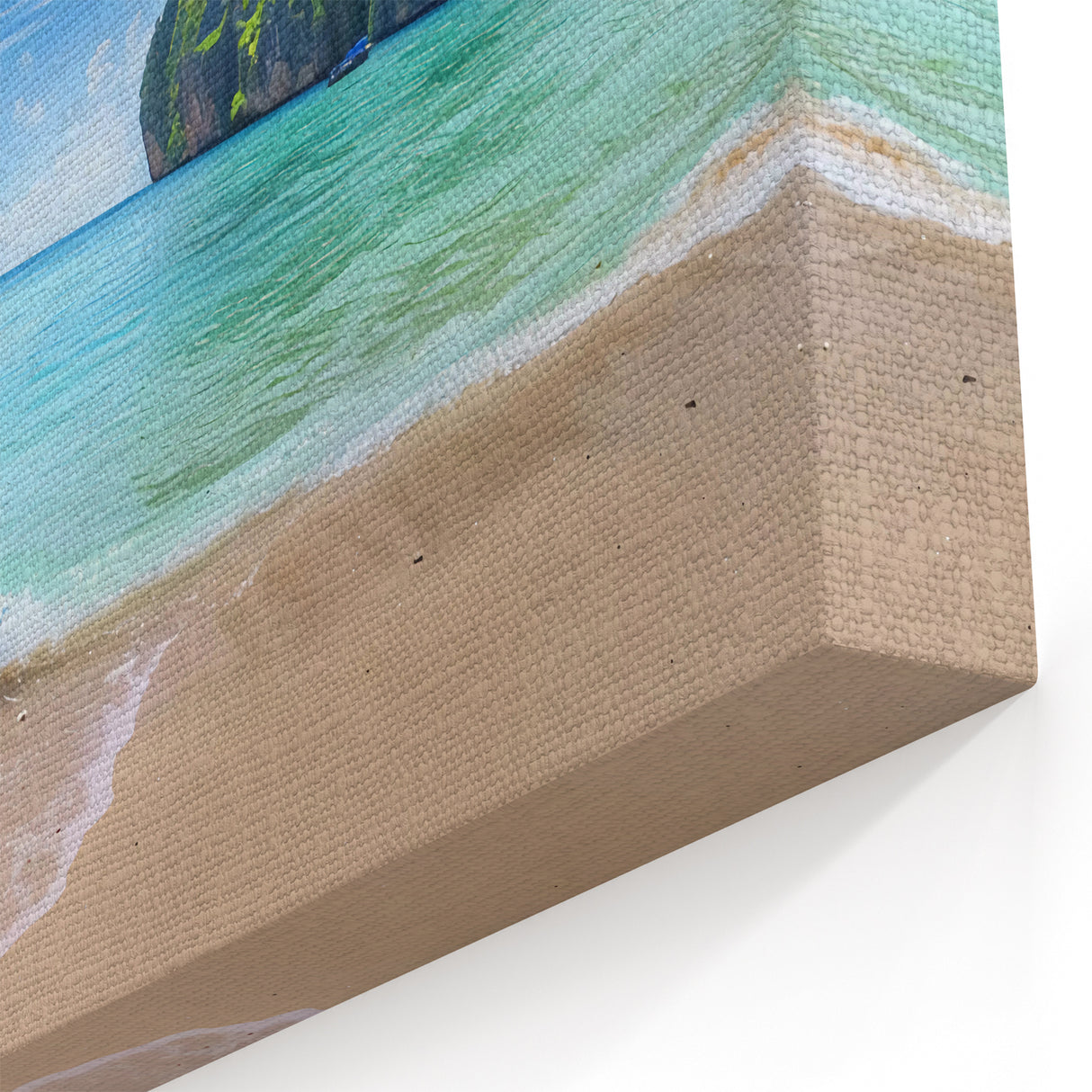 Tropical Beach Paradise Wall Art - Green Cliffs and Crystal Waters Canvas