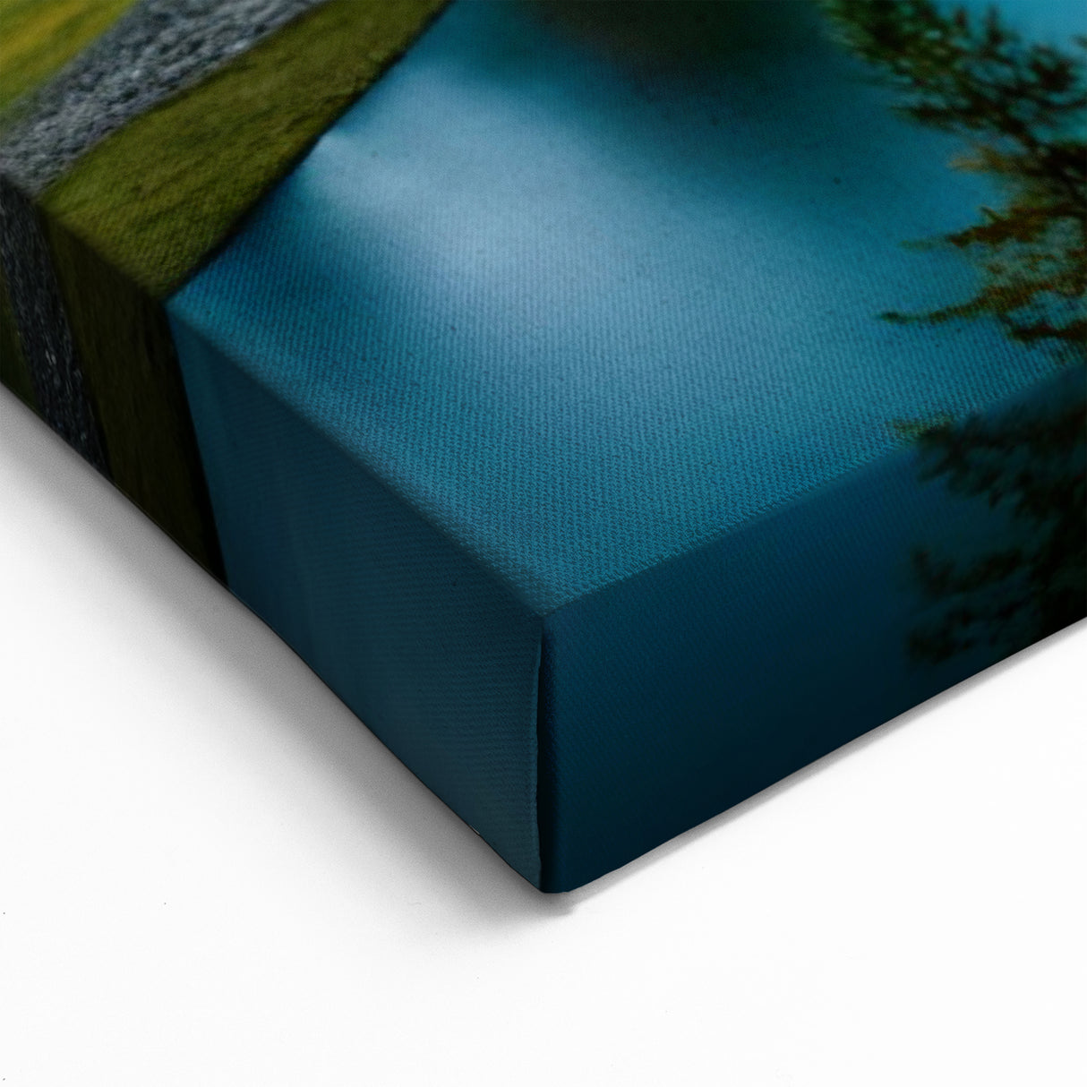 Golden Mountain River Canvas Art - Serene Nature Landscape Decor