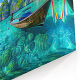 Tropical Island Boat Scene Wall Art – Oceanfront Canvas Print
