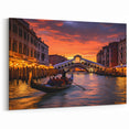 Rialto Bridge at Sunset: Gondola Wall Art for Romantic Venetian Decor