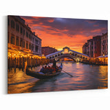 Rialto Bridge at Sunset: Gondola Wall Art for Romantic Venetian Decor