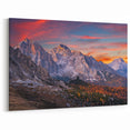 Sunset Over Rocky Peaks Canvas Art - Dramatic Mountain Landscape Decor