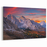 Sunset Over Rocky Peaks Canvas Art - Dramatic Mountain Landscape Decor