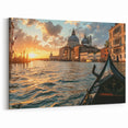 Golden Venetian Sunrise: Gondola Wall Art for Classic Italian Decor