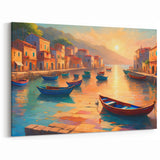 Sunlit Italian Harbor: Gondola Wall Art for Warm Coastal Home Decor