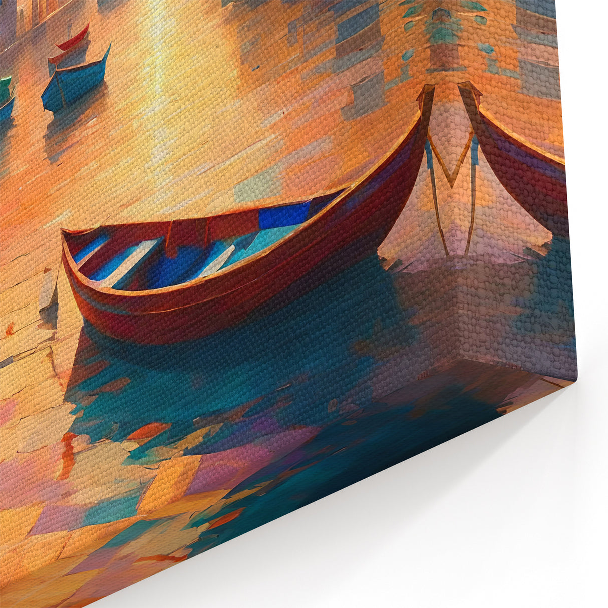 Sunlit Italian Harbor: Gondola Wall Art for Warm Coastal Home Decor