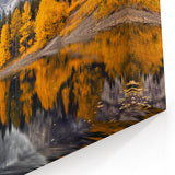 Golden Autumn Mountain Art - Stunning Mountain Landscape Wall Decor