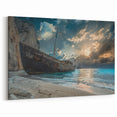 Moody Shipwreck Beach Wall Art – Oceanfront Canvas Print