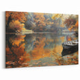 Tranquil Autumn Lake: Gondola Wall Art for Serene Nature Decor