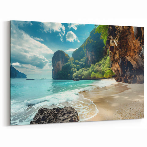 Cliffside Beach Serenity Wall Art – Oceanfront Canvas Print