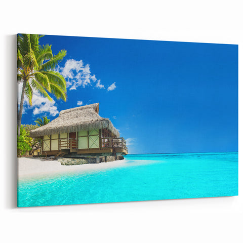 Tropical Overwater Bungalow Wall Art – Oceanfront Canvas Print