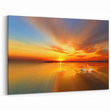 Golden Sunset Beach Landscape Wall Art - Serene Ocean Canvas Print