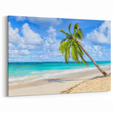 Serene Tropical Beach Landscape Wall Art - Palm Tree Canvas Print