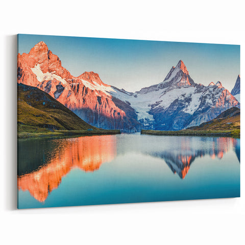 Sunlit Mountain Reflection Art - Stunning Scenic Landscape Wall Decor