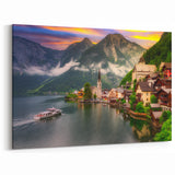 Quaint Village by the Lake - Scenic Mountain Landscape Wall Art