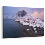Snowy Nordic Village - Majestic Winter Mountain Landscape Wall Art