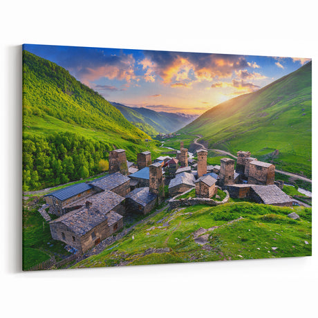 Historic Mountain Village - Scenic Countryside Landscape Wall Art