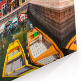 Colorful Village Harbor - Vibrant Waterfront Landscape Wall Art