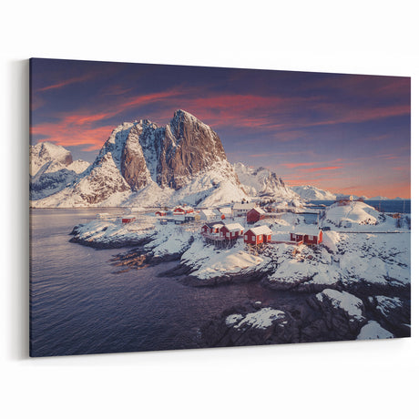 Snowy Arctic Village - Majestic Winter Mountain Landscape Wall Art