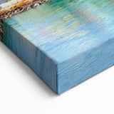 Colorful Riverside Village - Vibrant Mountain Landscape Wall Art